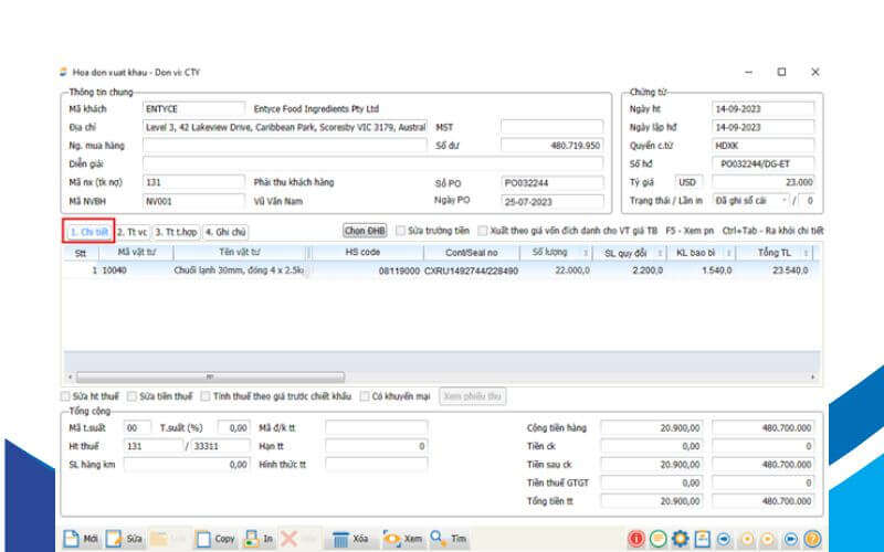 Hóa đơn xuất khẩu