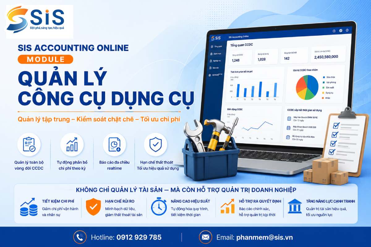 SIS Accounting Online – Module Quản lý Công cụ dụng cụ cho doanh nghiệp hiện đại