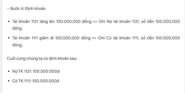 Ví dụ định khoản kế toán