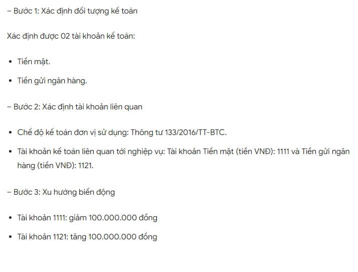 Ví dụ định khoản kế toán