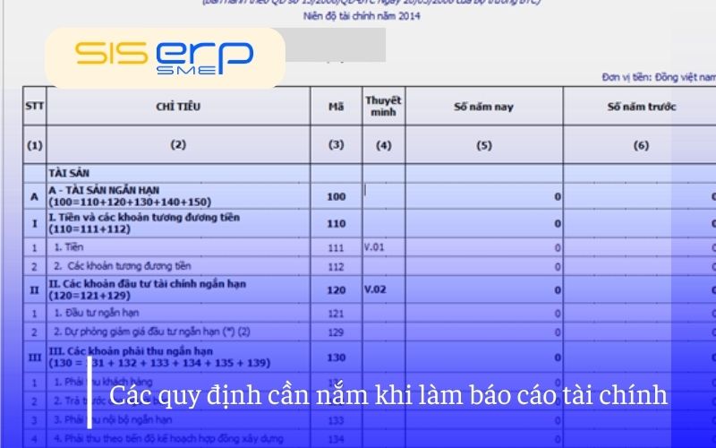 Những quy định cần phải nắm khi làm báo cáo tài chính