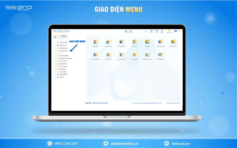 giao diện menu phần mềm